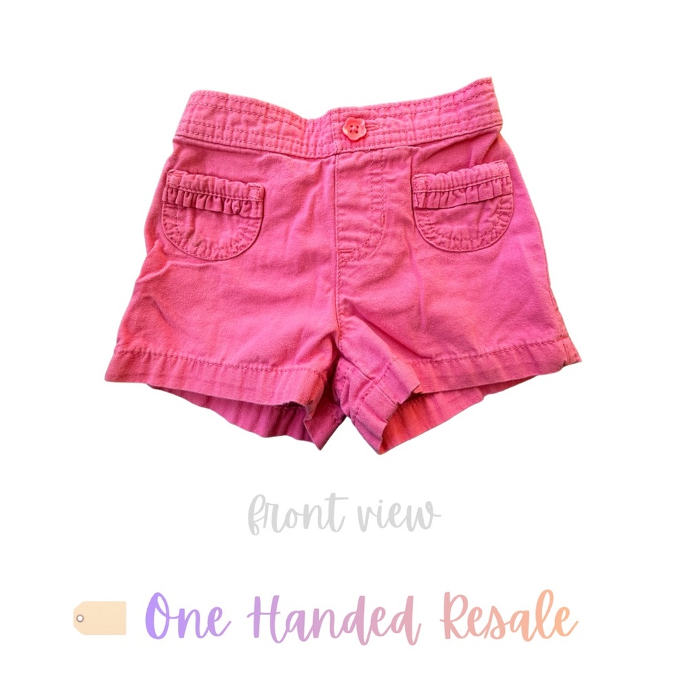 🌸 jumping beans Kids Pink Elastic Waist Toddler Shorts w/ Front Pockets Button